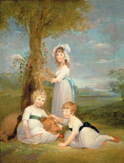 The Earl of Lincoln, Lady Anna Maria and Lady Charlotte Pelham Clinton, the Children of the 4th Duke of Newcastle by William Collins